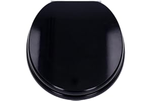 TALK-POINT Siège de Toilette avec motif, Abattant pour cuvette WC, fonction de fermeture en douceur, soft close, lunette avec frein de chute, avec noyau en bois ovale, jusqu'à 120 kg, Charnières réglable (Noir)