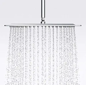 ZAP Hexa Ultra Slim Square 304 Grade Stainless Steel 12 Inch Shower Over Curve Head Shower with Arm Combo (18 Inch)