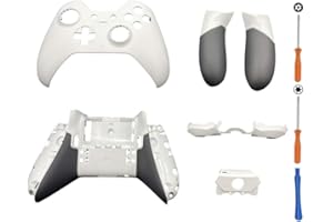 Hzxkqmil Coque du Boîtier de Remplacement pour Xbox One Elite 1 Manette, Blanc, Couvercle de Étui de Faceplate Panneau Inférieur Kit D'accessoires avec Tournevis