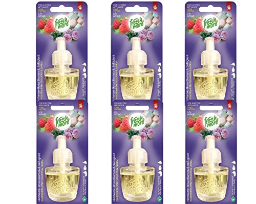 6x Fresh&More Duftstecker Himbeere-Rosa Blumen&Süßigkeit Auch Für Air Wick 19ml