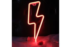 DAKABUKA Lightning Bolt Neon Signs Bolt Night Lights For Wall Decor USB or Battery Powered For Bedroom Kids Room Living Room Bar Christmas(Red)