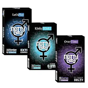 NOTTY BOY Extra Time, Extra Thin and Extra Lubricated Condoms - (3x10s)