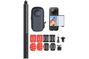 Fotoleey Bâton d'extension Invisible, Pochette, Protecteur d'écran et Supports adhésifs pour Insta360 X3, X2