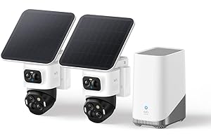 eufy Security eufyCam S4 Kit de 2 caméras Surveillance WiFi Extérieure, Bullet-PTZ Triple Objectif, 4K UHD, Panorama 360°, Inclinaison, Suivi Auto, Zoom Hybride x8, Vision Nocturne, pour HomeBase S380