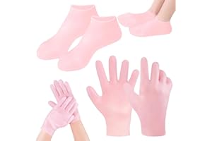 KASESSS 1 Juego Calcetines Hidratantes para Pies y Guantes, Suave Calcetines Silicona Hidratante Mujer, Calcetines Exfoliantes de Pies Spa Reutilizable para el Cuidado de la Piel Seca y Agrietada