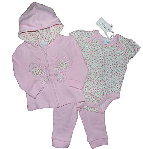 Baby Girls Tracksuit Three Piece Set Trousers Vest Hooded Jacket 0-3 Months 3-6 Months 6-9 Months and 9-12 Months (0-3 Months)