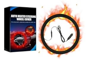 SRCASY Heated Steering Wheel Cover UK,Steering Wheel Heater, 12V Car Steering Wheel Warmer Hand Warming Protector Fits,14.5to15.5Inch Rapid Heating Universal fit, Anti-Slip, for Sedans, SUVs and Trucks-Black