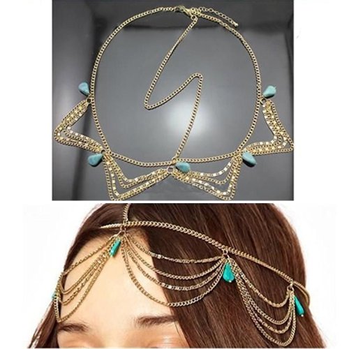 Fashion Gothic Women Ladies Crown Head Chain Headpiece Headdress Headwrap Hair Chain Jewelry
