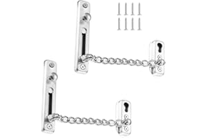 PUERHUACI Catena Porta Acciaio Inossidabile,2 Pezzi Sicurezza di Porta Catena con Viti Antifurto,Catena Per Porta Di Sicurezza,Catena Per Porta Anteriore,Blocco Catena Porta
