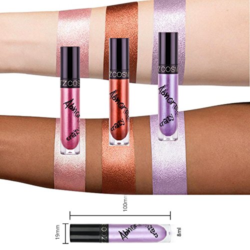 Lipglosse Lippenstift Set, VALUE MAKERS® Metallische Farben Matte Liquid Lipstick(Metallisches Korall-Rosa,Metallisches Flieder, Metallisches Kupfer / Rostrot) - 6