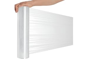 RAGO® Stretchfolie Transparent STARK 300m Länge I Folie für möbel Hand Strechfolienrolle I Palettenfolie Handfolie Wickelfolie I Verpackungsmaterial I Packfolien (40 x 9,5 x 9,5 cm) 1,85 kg