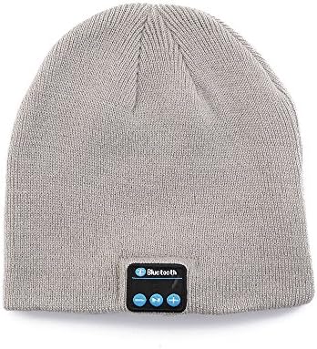 Bluetooth Beanie Hat Cap Lenuo Wireless Music Men Women Knitted Winter Hat with Stereo Speakers & Microphone Headphones Headset for Outdoor Sport Christmas Gifts (Light Grey)