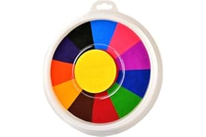 JchEnye Set de 12 Almohadillas de Tinta de Colores, Lavables con Huellas Dactilares, no tóxicas y seguras para los niños, adecuadas para Manualidades en Papel, Pintura en Tela, Regalos de cumpleaños