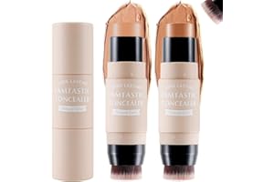 Erinde 2PCS Contour Foundation Stick with Brush, Highlighter Bronzer Pen, Face Brightens Shades Pencil, Highlighting Shade, Highlight Shaping Stick, Waterproof, Longwear Makeup (#02+#04）