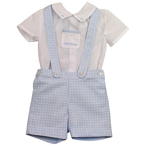 Tutto Piccolo Boys 2 Piece Shorts (6M, WHITEANDBLUE)