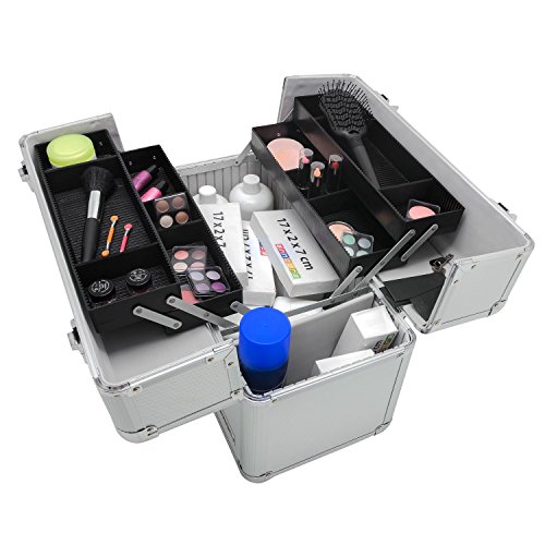 anndora® Werkzeugkoffer 24L Präsentationskoffer Etagenkoffer Silber + Schlüssel - 5