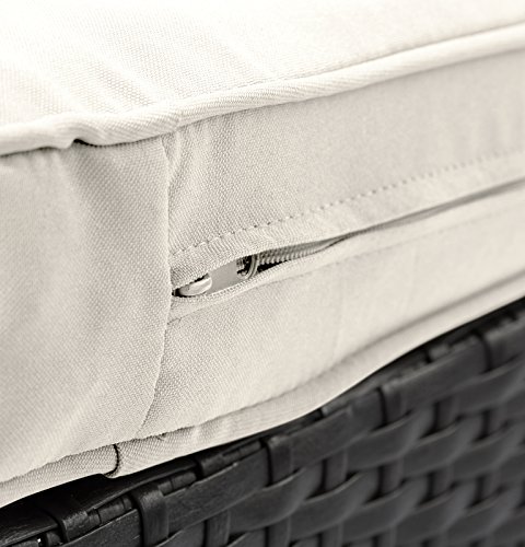 Limal Polyrattan Gartenlounge Creme 143 x 202 x 77 cm, Rostfreies Aluminiumgestell, Wetterfest, Schmutzabweisend, Abnehmbare Polster - 5