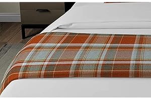 McAlister Textiles Heritage Tartan Bed Runners - For Single Double Kingsize Beds & Hotel Bedding - Terracotta Orange 50cmx165cm - 20x65 Inches