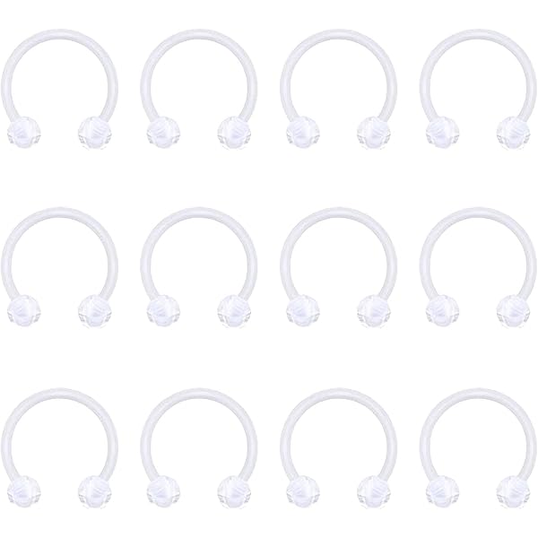 VCMART 24 Anneaux Septum Nez Bioflex 16G - Fer à Cheval Flexible 8mm/10mm Hypoallergénique