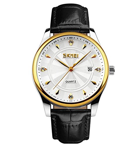 Preisvergleich Produktbild Quarz-Uhr-Männer Lederarmband Uhrkursteilnehmer , white