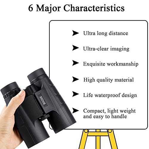 BNISE Binocolo Professionale, Compatto 10x42 HD, Prisma BaK4 FMC con Lenti Completamente Multistrato, Adatto Viaggi All'aperto, Bird Watching, Da Teatro, Caccia e Concerti, Adattatore per Smartphone