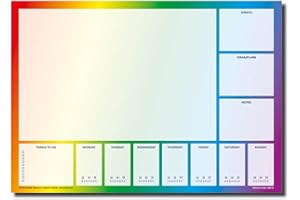 CSM A3 Large Rainbow Coloured Desk Pad and Weekly Planner, 50 Sheets Per Pad, Thicker 90GSM Paper (Single Pack of 1 pad)