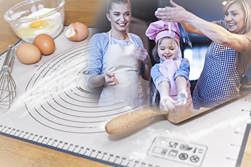 XL Silikon Backmatte von Cookin´Active, BPA frei, Platinum Silikon, Lebensmittelecht, Antihaft, Backofenfest, 100% Rutschfeste Backunterlage, Silikonmatte, Teigmatte, Backfolie, Arbeitsmatte, Ausrollmatte, im XXL Format 60×40 cm - 2