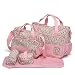 Mom Miya 5pcs Baby Nappy Changing Bags Set Multifunction Large Capacity Baby Diaper Bag Travel Mummy Bag Tote Handbag (Pink)