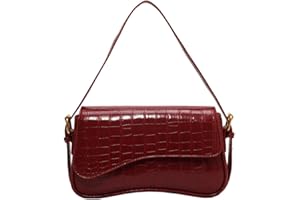 ACUYE Burgundy Shoulder Bag Y2K Clutch Purse for Women Dark Red Handbag Leather Crossbody Hobo Bag with Adjustable Strap