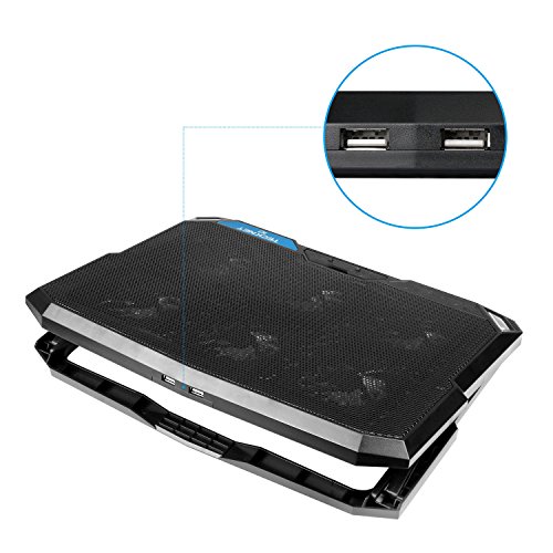 TeckNet Cooling Pad Notebook kühler mit 6 Fans bei 2000 RPM und blaue LED-Laptop Kühler passt 12 „-15,6“ - 6