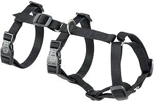Ferplast Arnes Perro Pequeño Brave Small, Arnés para Perros Antiescape, Antipánico, Perros Galgo, 6 Cierres, Ajustable, Negro