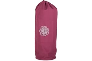 ‎BODHI Bodhi SURYA BAG COTTON | Yogatasche groß für Schurwollmatten & Yogamatten | Tasche aus 100% Baumwolle im XL-Format | Sporttasche mit Mandala Design | aubergine