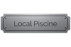 MYGOODPRICE Plaque Gravée Autocollante 14,5X4 cm Local Piscine Fond Alu Brossé