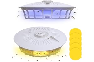 ZOYDP Piège à puces pour appartement, avec 5 disques adhésifs, non toxique, sans odeur, 4 modes d'éclairage, pour appartement, vainqueur du test d'appartement, piège à puces électrique pour salon,