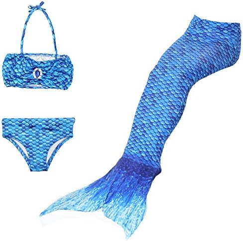 WhiFan 3PCS Girls Swimsuit Mermaid Tail Swimsuit Mermaid Swimsuit Princess Bikini