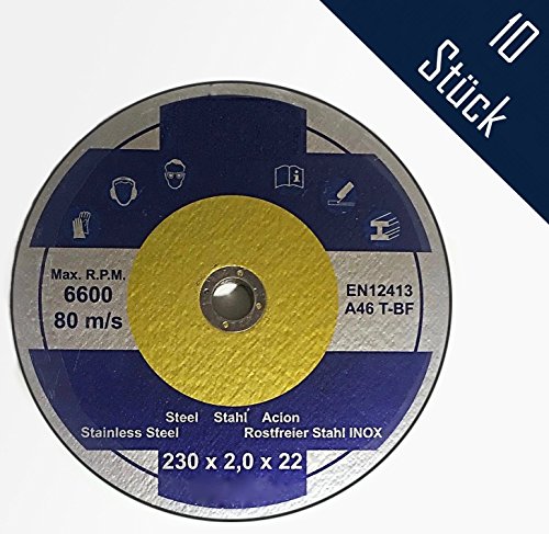 10 Stück Trennscheiben Ø 230mm x 2.0mm für Winkelschleifer Stahl Edelstahl Flexscheibe Inox Metall - 2
