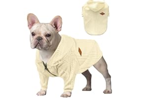 meioro Cappuccio con Cerniera per Cani Maglione per Animali Domestici Abbigliamento per Animali Domestici Carino Inverno Caldo con Cappuccio Cucciolo Bulldog Francese Pug (XL, Bianca)