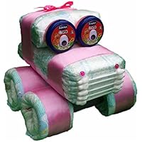 Windel Auto rosa, Windelauto, Windeltorte, Pampers Gr.3, Baby Geburt, Geschenk zum Taufe, Babyparty Mädchen