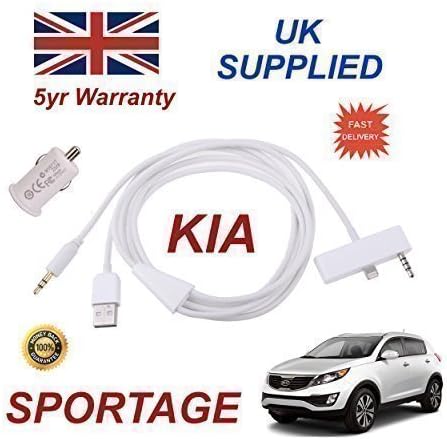 KIA SPORTAGE iphone 6 Plus &amp; 6s Plus, audio cable 3.5mm Aux &amp; USB Cable with USB 1.0A Power Adapter