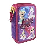 Tijeras redondeadas. Takestop® - Estuche Shimmer y Shine Magic NICKELODEON de colores con 3 cremalleras, 7 x 15 x 22 cm, cremalleras separadas, accesorio completo, 43 piezas