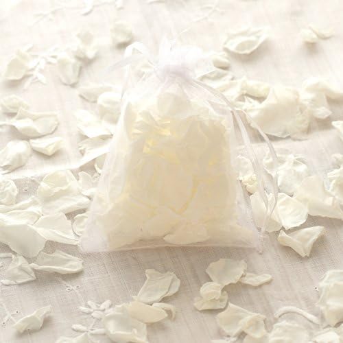 20 Mini Wedding White Rose Petal Biodegradable Confetti Hand-Filled Organza Bags 8x6cm - Ideal for Weddings & Flower Girls - UK Florist