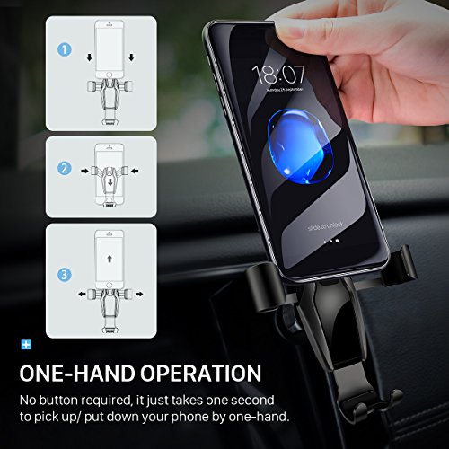Supporto Auto Smartphone, Auto Porta Cellulare Telefono Supporto GravitÃ  Auto Universale [bocchetta dell'aria] per iPhone x, 8, 7, 6, Galaxy Note 8, S8, S7, S6, A7, A5, Sony, LG V30 U11 G6, HTC, moto g Z, OnePlus 5T e altri telefoni cellulari. (Nero)