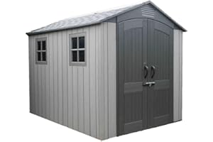 Lifetime Kunststoff Gerätehaus Luna | 280x213x228 cm | Mit Bodenplatte & Zubehör | Wetterfest & UV-beständig | Hohe Schneelast 195 kg/m² | Lichteinlass über den First | Doppeltür & Belüftungssystem