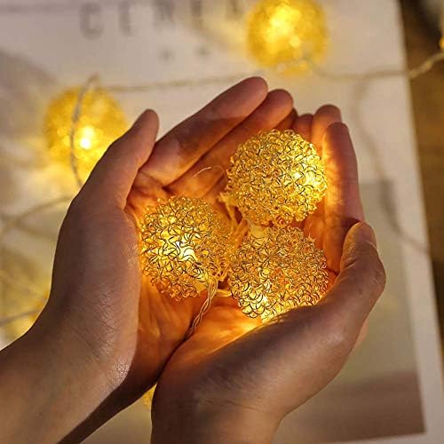 MMLC LED Light ， Plug-in Model/USB，Wrought Iron Gold Wire Ball Fairy Fairy Hang Wedding Bedroom Patio Decor for Party, Home Decor, Wedding, Christmas and Halloween (USB, 3M 20 LED)
