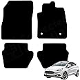 Tailored Car Mats for Ford Fiesta MK8 2017-2024, Set of 4 Fitted Floor Mats, Black with 2 Safety Clips 2195332