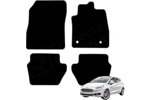 CONNECTED ESSENTIALS Tailored Car Mats for Ford Fiesta MK8 2017-2024, Set of 4 Fitted Floor Mats, Black with 2 Safety Clips 2195332