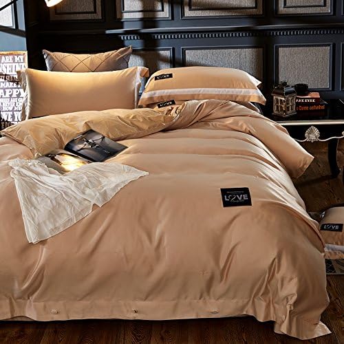 ZGFlhq Pure Cotton Four Pieces Of Water Washing Silk Bedding 1 5M 1 8 Rice Pure Color Single Double Quilt Cover Ac 2 0M (6 6 Feet) Bed