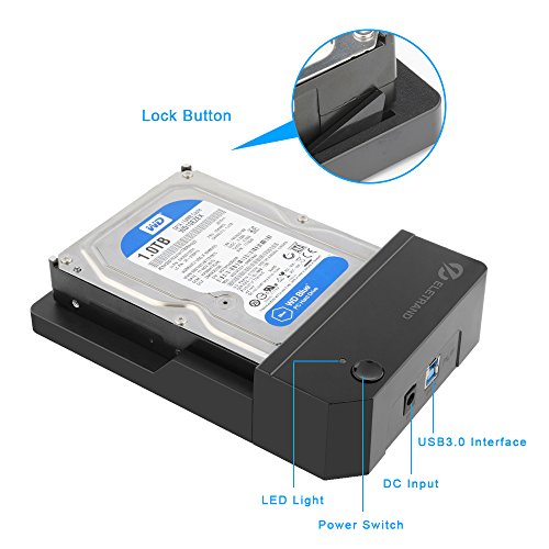 Eletrand 3.5″ USB 3.0 auf SATAIII Externes Festplattengehäuse für 3.5＆2.5-Zoll Desktop-PC HDD und SSD, Hochgeschwindigkeits 5 Gb/s, Unterstützung UASP (Schwarz) - 4