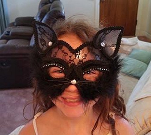 Venetian Maskerade Maske Damen Black Glitter Fancy Cat Spitze Maske - 4