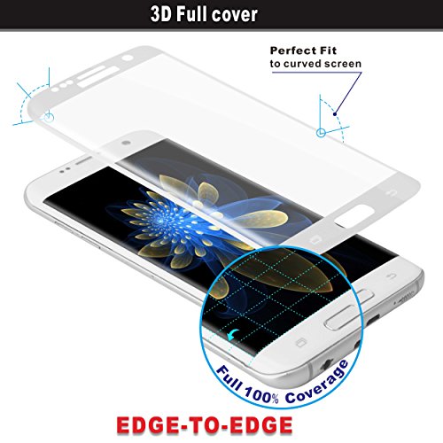 Galaxy S7 Edge Panzerglasfolie, ZXK CO 9H Hartglas Tempered Glass 3D Curved Screen Protector Full Coverage Hartglas Schutzfolie für Samsung Galaxy S7 100% durchsichtiger Panzerglas Screen Protector 3D Touch – Rahmen Weiß - 6